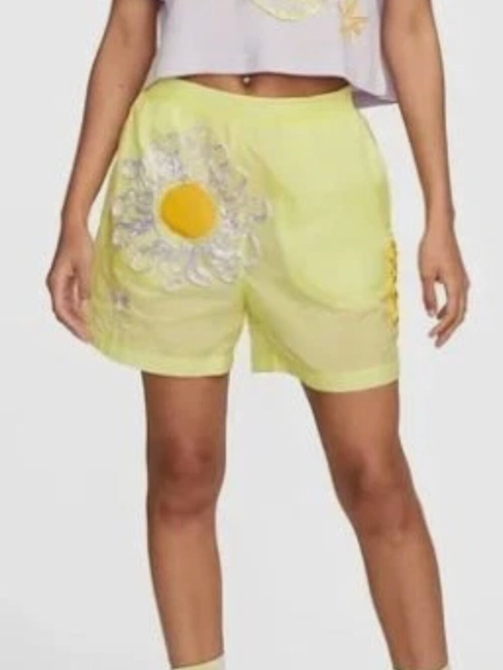 NIKE | Yellow Uphoria Daisy Woven Nylon Athletic Shorts Sz XS